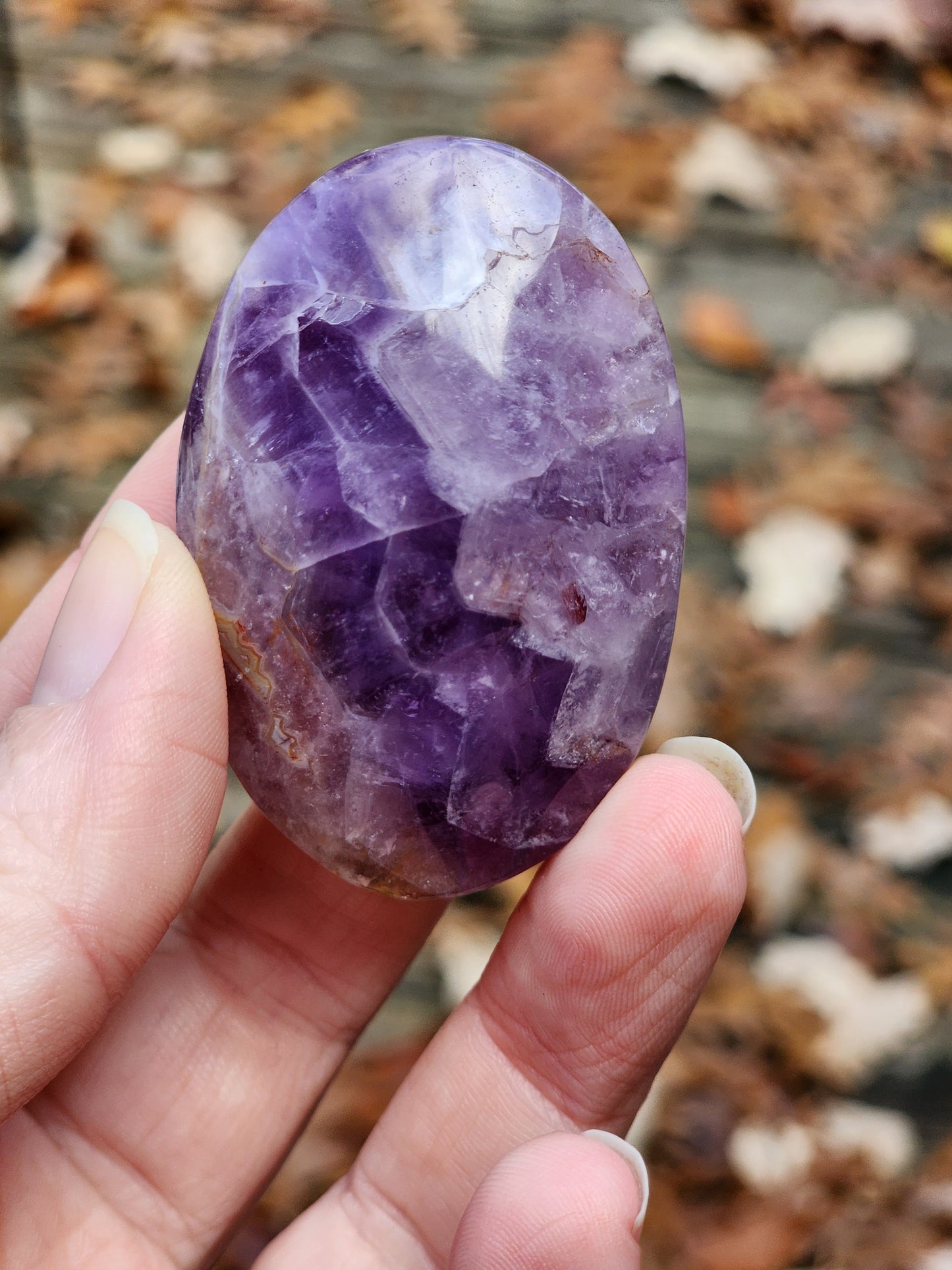 Amethyst with Agate Stripe Palm Stone