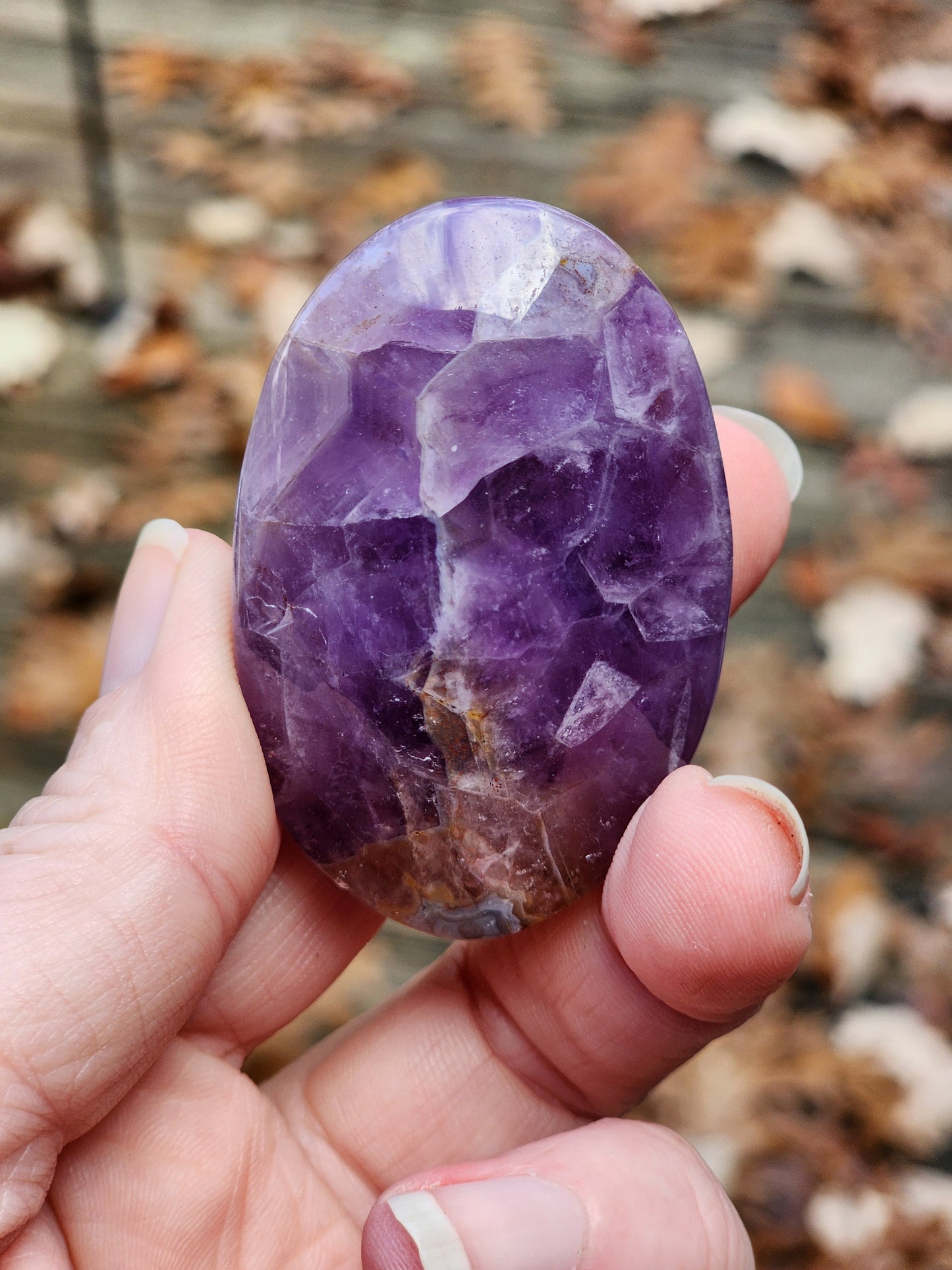 Amethyst with Agate Stripe Palm Stone