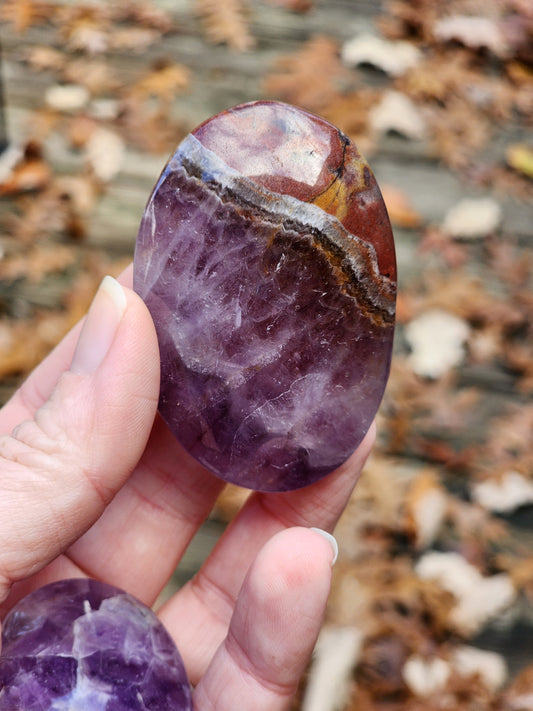 Amethyst with Agate Stripe Palm Stone