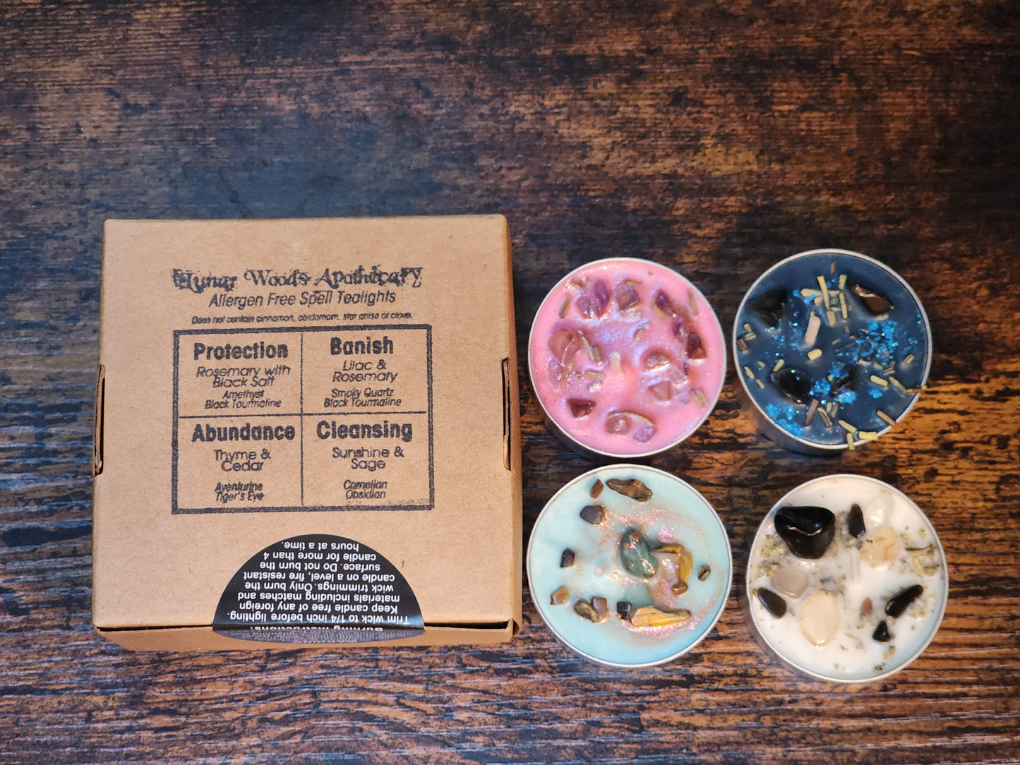 Spellbound Tealight Candle Set – Protection, Cleansing, Banish & Abundance